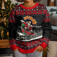 Skater Santa Claus Ho Ho Ho Christmas Kid Ugly Christmas Sweater Xmas Holiday Patterns - Wonder Print Shop