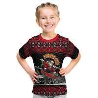 Skater Santa Claus Ho Ho Ho Christmas Kid T Shirt Xmas Holiday Patterns - Wonder Print Shop