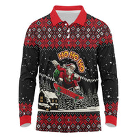 Skater Santa Claus Ho Ho Ho Christmas Long Sleeve Polo Shirt Xmas Holiday Patterns - Wonder Print Shop