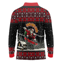 Skater Santa Claus Ho Ho Ho Christmas Long Sleeve Polo Shirt Xmas Holiday Patterns - Wonder Print Shop