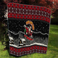 Skater Santa Claus Ho Ho Ho Christmas Quilt Xmas Holiday Patterns - Wonder Print Shop