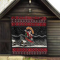 Skater Santa Claus Ho Ho Ho Christmas Quilt Xmas Holiday Patterns - Wonder Print Shop