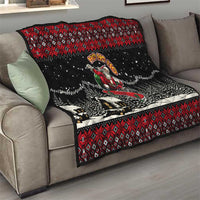 Skater Santa Claus Ho Ho Ho Christmas Quilt Xmas Holiday Patterns - Wonder Print Shop