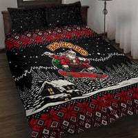 Skater Santa Claus Ho Ho Ho Christmas Quilt Bed Set Xmas Holiday Patterns - Wonder Print Shop