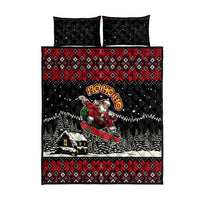 Skater Santa Claus Ho Ho Ho Christmas Quilt Bed Set Xmas Holiday Patterns - Wonder Print Shop