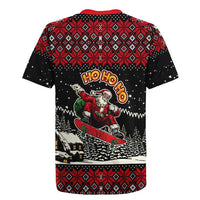 Skater Santa Claus Ho Ho Ho Christmas Rugby Jersey Xmas Holiday Patterns - Wonder Print Shop