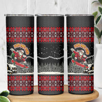 Skater Santa Claus Ho Ho Ho Christmas Skinny Tumbler Xmas Holiday Patterns - Wonder Print Shop