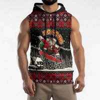 Skater Santa Claus Ho Ho Ho Christmas Sleeveless Hoodie Xmas Holiday Patterns - Wonder Print Shop