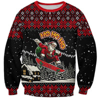 Skater Santa Claus Ho Ho Ho Christmas Sweatshirt Xmas Holiday Patterns - Wonder Print Shop