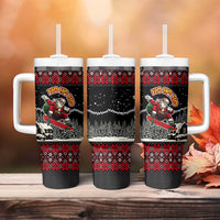 Skater Santa Claus Ho Ho Ho Christmas Tumbler With Handle Xmas Holiday Patterns - Wonder Print Shop