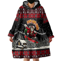 Skater Santa Claus Ho Ho Ho Christmas Wearable Blanket Hoodie Xmas Holiday Patterns - Wonder Print Shop