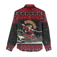 Skater Santa Claus Ho Ho Ho Christmas Women Casual Shirt Xmas Holiday Patterns - Wonder Print Shop