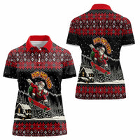 Skater Santa Claus Ho Ho Ho Christmas Women Polo Shirt Xmas Holiday Patterns - Wonder Print Shop