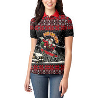 Skater Santa Claus Ho Ho Ho Christmas Women Polo Shirt Xmas Holiday Patterns - Wonder Print Shop