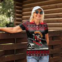 Skater Santa Claus Ho Ho Ho Christmas Women Polo Shirt Xmas Holiday Patterns - Wonder Print Shop