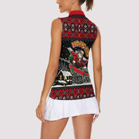 Skater Santa Claus Ho Ho Ho Christmas Women Sleeveless Polo Shirt Xmas Holiday Patterns - Wonder Print Shop