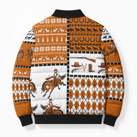 Horse Cowboy Merry Christmas Design Bomber Puffer Jacket Funny Xmas Holiday Patterns - Wonder Print Shop