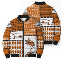 Horse Cowboy Merry Christmas Design Bomber Puffer Jacket Funny Xmas Holiday Patterns - Wonder Print Shop
