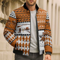Horse Cowboy Merry Christmas Design Bomber Puffer Jacket Funny Xmas Holiday Patterns - Wonder Print Shop