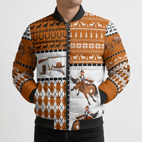 Horse Cowboy Merry Christmas Design Bomber Puffer Jacket Funny Xmas Holiday Patterns - Wonder Print Shop