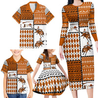 Horse Cowboy Merry Christmas Design Family Matching Long Sleeve Bodycon Dress and Hawaiian Shirt Funny Xmas Holiday Patterns - Wonder Print Shop