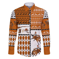 Horse Cowboy Merry Christmas Design Family Matching Long Sleeve Bodycon Dress and Hawaiian Shirt Funny Xmas Holiday Patterns - Wonder Print Shop