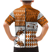 Horse Cowboy Merry Christmas Design Family Matching Mermaid Dress and Hawaiian Shirt Funny Xmas Holiday Patterns - Wonder Print Shop