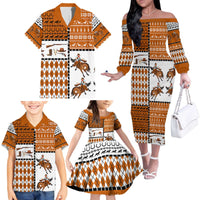 Horse Cowboy Merry Christmas Design Family Matching Off The Shoulder Long Sleeve Dress and Hawaiian Shirt Funny Xmas Holiday Patterns - Wonder Print Shop
