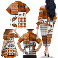 Horse Cowboy Merry Christmas Design Family Matching Off The Shoulder Long Sleeve Dress and Hawaiian Shirt Funny Xmas Holiday Patterns - Wonder Print Shop