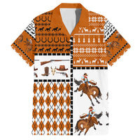 Horse Cowboy Merry Christmas Design Family Matching Off Shoulder Short Dress and Hawaiian Shirt Funny Xmas Holiday Patterns - Wonder Print Shop