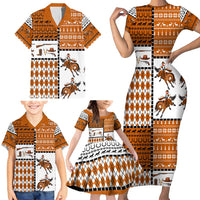 Horse Cowboy Merry Christmas Design Family Matching Short Sleeve Bodycon Dress and Hawaiian Shirt Funny Xmas Holiday Patterns - Wonder Print Shop