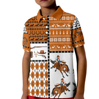 Horse Cowboy Merry Christmas Design Kid Polo Shirt Funny Xmas Holiday Patterns - Wonder Print Shop