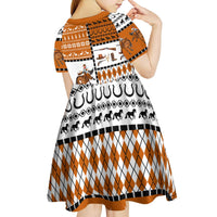 Horse Cowboy Merry Christmas Design Kid Short Sleeve Dress Funny Xmas Holiday Patterns - Wonder Print Shop