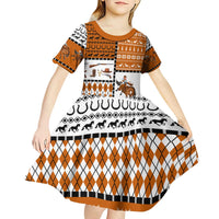 Horse Cowboy Merry Christmas Design Kid Short Sleeve Dress Funny Xmas Holiday Patterns - Wonder Print Shop