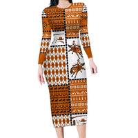 Horse Cowboy Merry Christmas Design Long Sleeve Bodycon Dress Funny Xmas Holiday Patterns - Wonder Print Shop