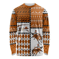 Horse Cowboy Merry Christmas Design Long Sleeve Shirt Funny Xmas Holiday Patterns - Wonder Print Shop