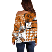 Horse Cowboy Merry Christmas Design Off Shoulder Sweater Funny Xmas Holiday Patterns - Wonder Print Shop