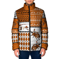 Horse Cowboy Merry Christmas Design Padded Jacket Funny Xmas Holiday Patterns - Wonder Print Shop