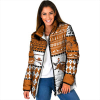 Horse Cowboy Merry Christmas Design Padded Jacket Funny Xmas Holiday Patterns - Wonder Print Shop