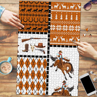 Horse Cowboy Merry Christmas Design Puzzle Funny Xmas Holiday Patterns - Wonder Print Shop