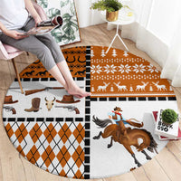 Horse Cowboy Merry Christmas Design Round Carpet Funny Xmas Holiday Patterns - Wonder Print Shop