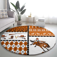 Horse Cowboy Merry Christmas Design Round Carpet Funny Xmas Holiday Patterns - Wonder Print Shop