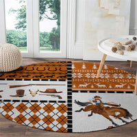 Horse Cowboy Merry Christmas Design Round Carpet Funny Xmas Holiday Patterns - Wonder Print Shop
