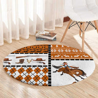 Horse Cowboy Merry Christmas Design Round Carpet Funny Xmas Holiday Patterns - Wonder Print Shop