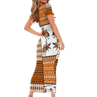 Horse Cowboy Merry Christmas Design Short Sleeve Bodycon Dress Funny Xmas Holiday Patterns - Wonder Print Shop