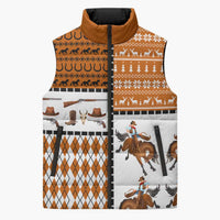 Horse Cowboy Merry Christmas Design Sleeveless Puffer Jacket Funny Xmas Holiday Patterns - Wonder Print Shop