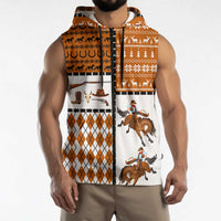 Horse Cowboy Merry Christmas Design Sleeveless Zip Hoodie Funny Xmas Holiday Patterns - Wonder Print Shop