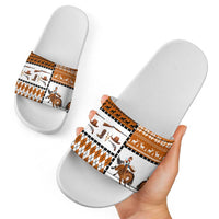 Horse Cowboy Merry Christmas Design Slide Sandals Funny Xmas Holiday Patterns - Wonder Print Shop