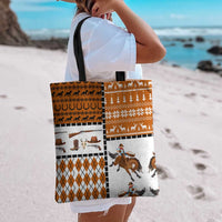 Horse Cowboy Merry Christmas Design Tote Bag Funny Xmas Holiday Patterns - Wonder Print Shop