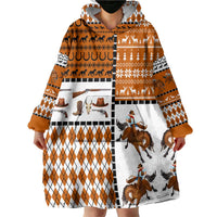 Horse Cowboy Merry Christmas Design Wearable Blanket Hoodie Funny Xmas Holiday Patterns - Wonder Print Shop